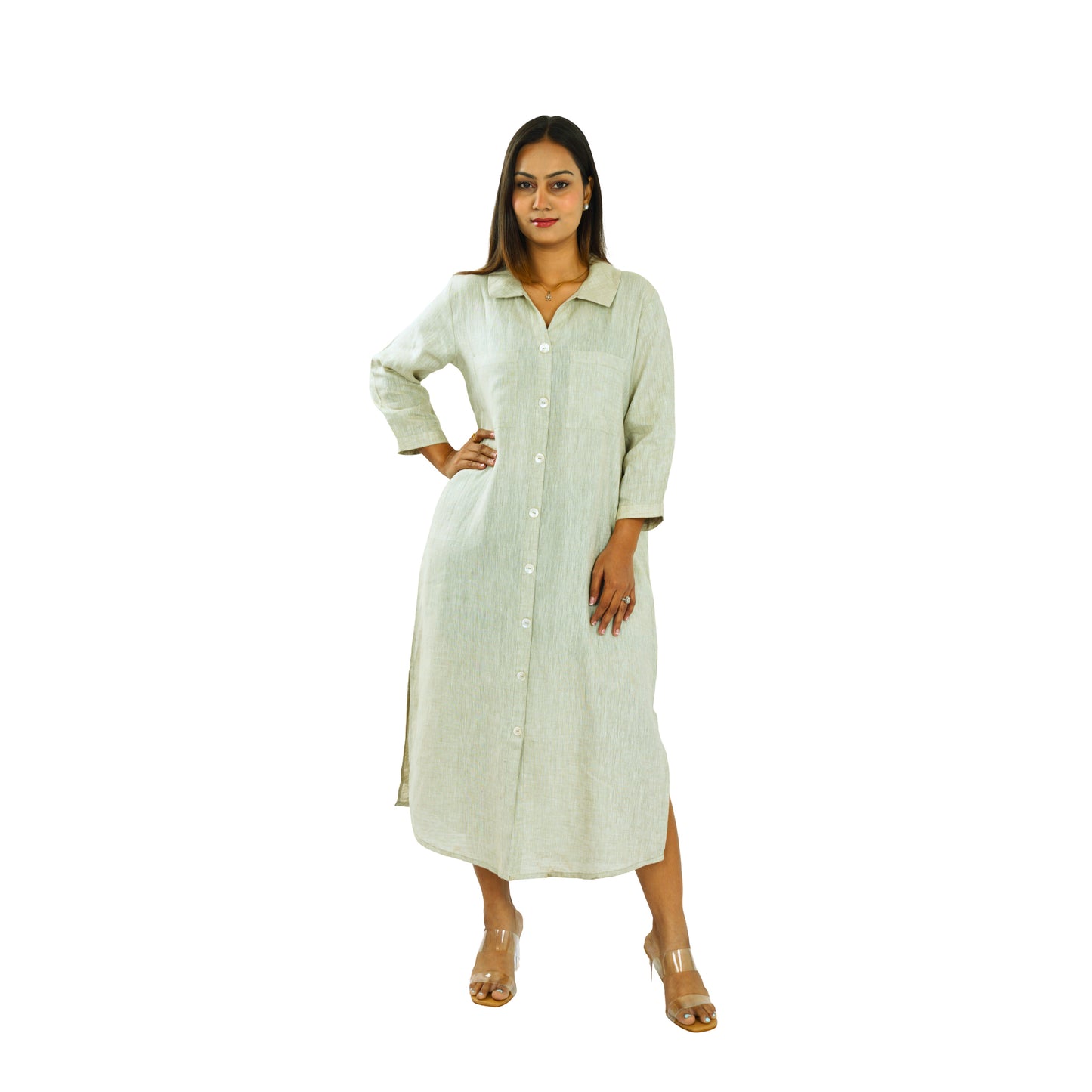 Button-Down Calf Length Dress