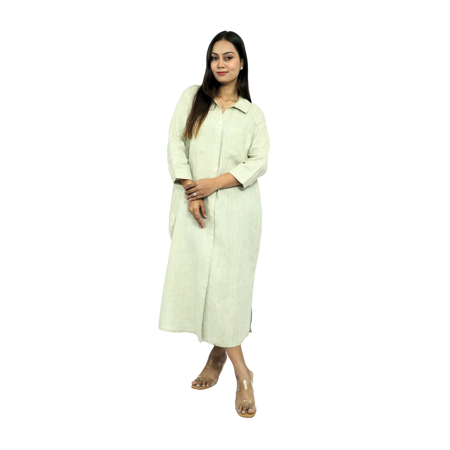 Button-Down Calf Length Dress