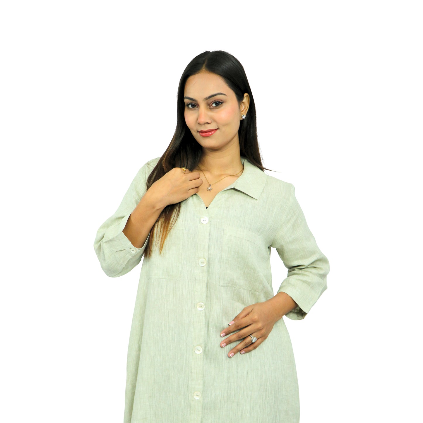 Button-Down Calf Length Dress