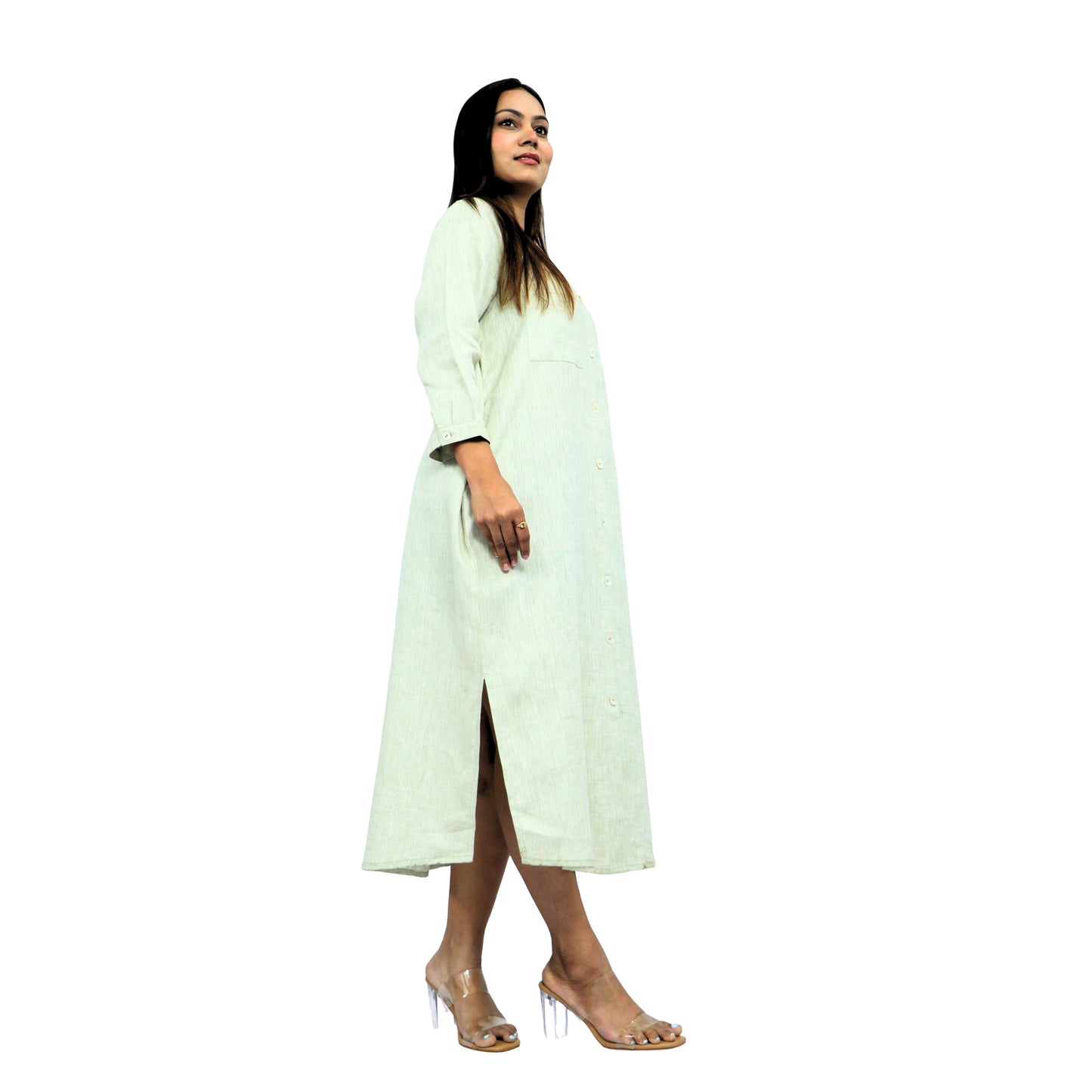 Button-Down Calf Length Dress