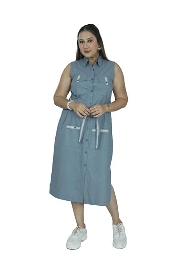 Shirt Dress with Belt & Front Pockets