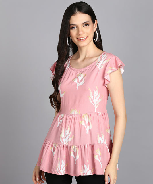 Tiered Floral Print Top