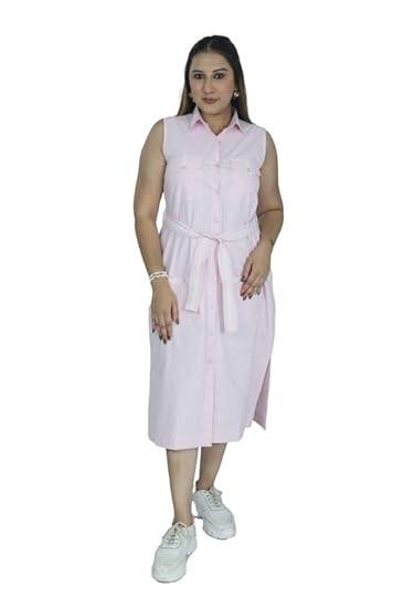 Shirt Dress with Belt & Front Pockets