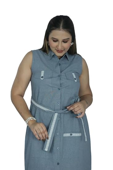 Shirt Dress with Belt & Front Pockets