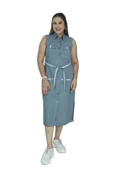 Shirt Dress with Belt & Front Pockets