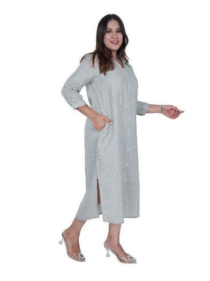 Button-Down Calf Length Dress
