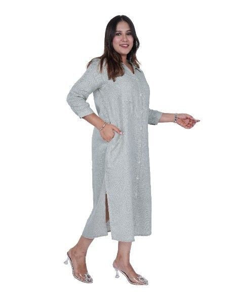 Button-Down Calf Length Dress